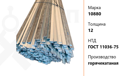 Полоса стальная 12 мм 10880 ГОСТ 11036-75 горячекатаная