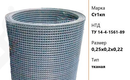 Сетка стальная 0,25х0,2х0,22 мм Ст1кп ТУ 14-4-1561-89 тканая