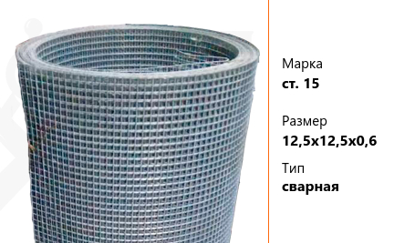 Сетка стальная 12,5х12,5х0,6 мм ст. 15 ТУ У 322-00190319-1172-95 сварная